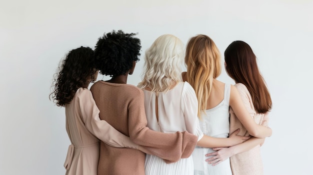 Photo a group of women hugging close together female community and support