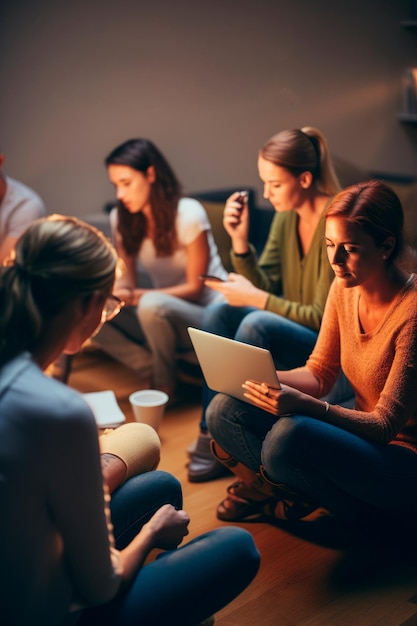 A group of women at an informal work meeting AI generative