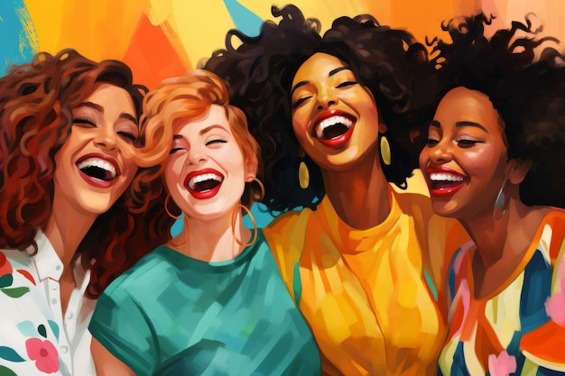 Группа женщин смеется вместе