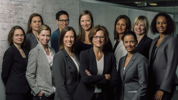 A group of women and men stand in a group photo.