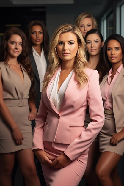 Foto un gruppo di donne in un moderno ambiente d'ufficio, ciascuna rappresentante una professione diversa