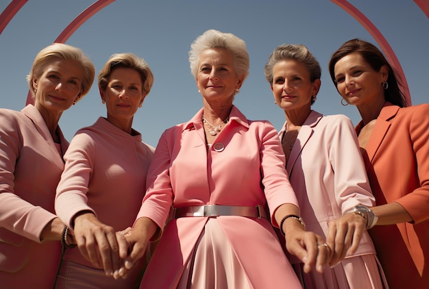group of women in pink clothes