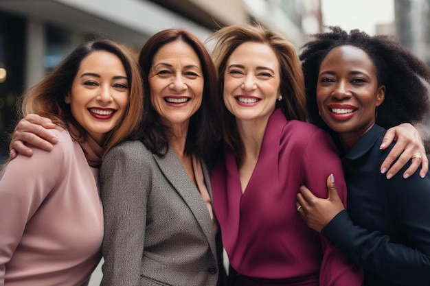 a group of women pose for a photo together