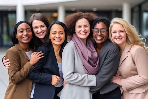 a group of women pose for a photo