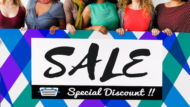 Photo group of women sales promotion special discount concept