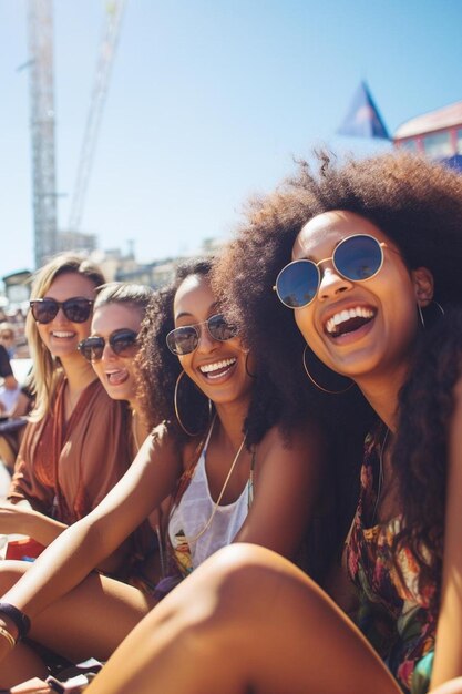 a group of women sitting next to each other