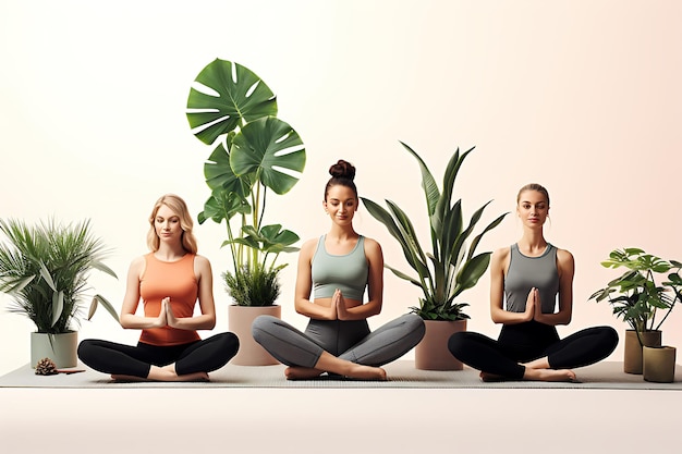 Photo group of women sitting on a yoga mats