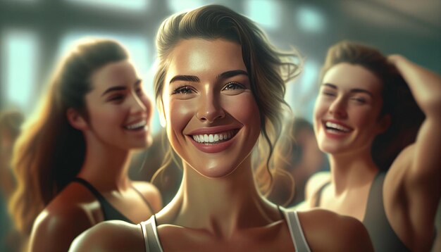 A group of women smiling in the gym Generative AI