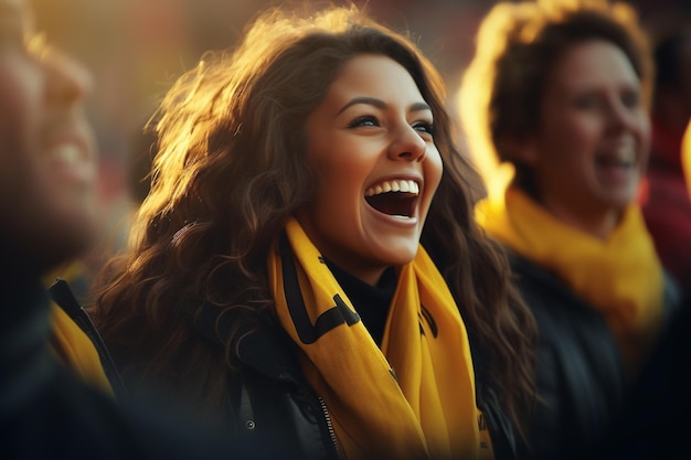 Photo a group of women soccer fans team support emotion joy