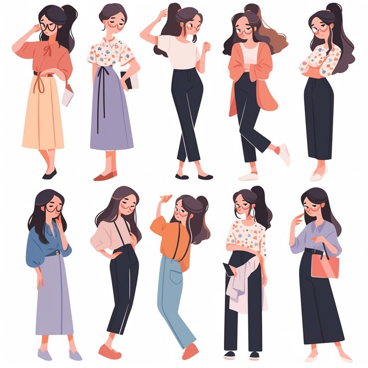 Photo 女性のグループが立って携帯電話で話しています ⁇ 