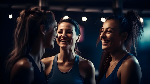 A group of women talking in a gym