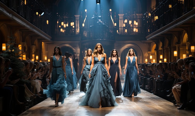 Group of Women Walking Down Runway