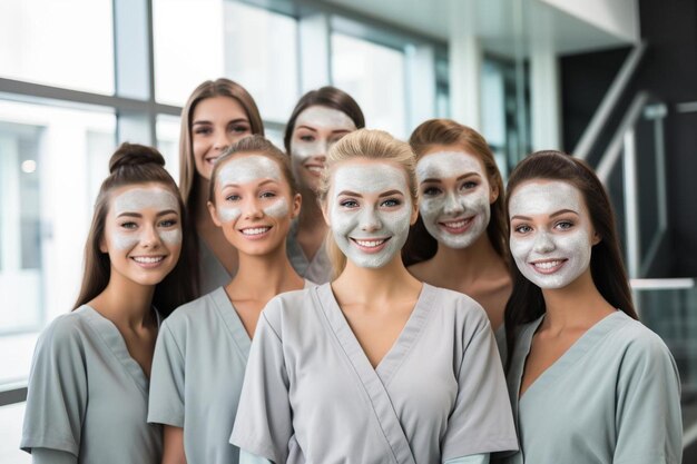 Photo a group of women with paint on their faces and the words  the one with the white paint