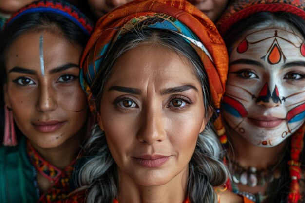 Group of Women With Painted Faces