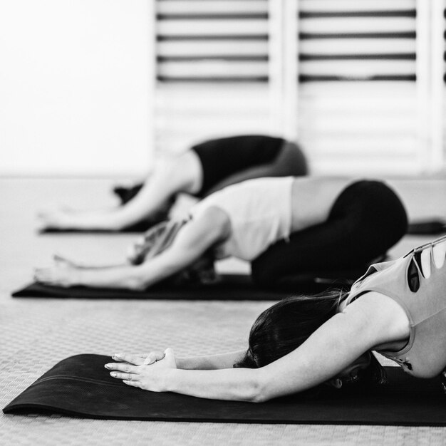 Group of women on yoga class