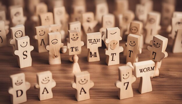 Photo a group of wooden blocks with the word team on them