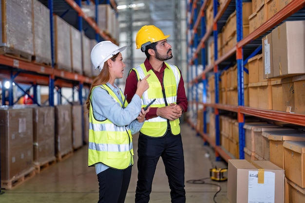 Group of worker in the warehouse factory