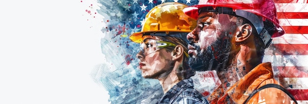 Group of worker in watercolor style