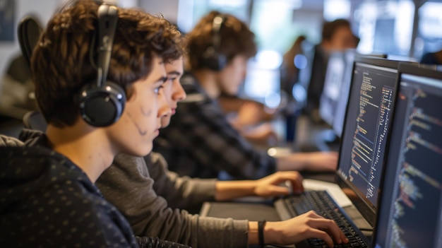 Group Working Together on Computers