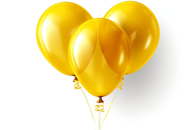 Group of Yellow balloons Isolated on a White Background Generative Ai