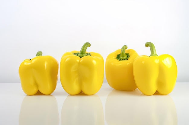 a group of yellow bell pepper isolated on white background