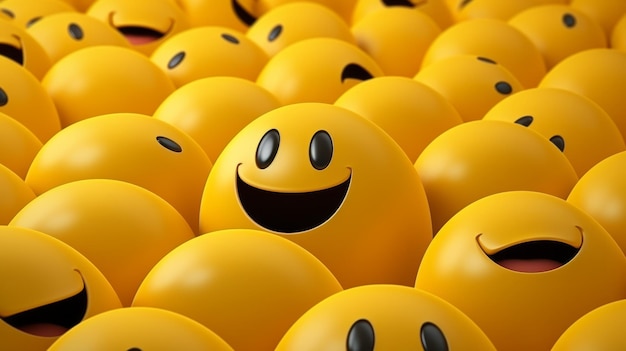 a group of yellow eggs with smiley faces