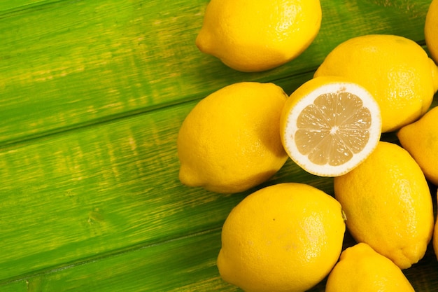 Group of yellow fresh lemons.