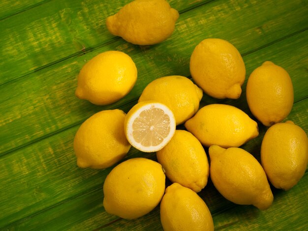 Group of yellow fresh lemons.