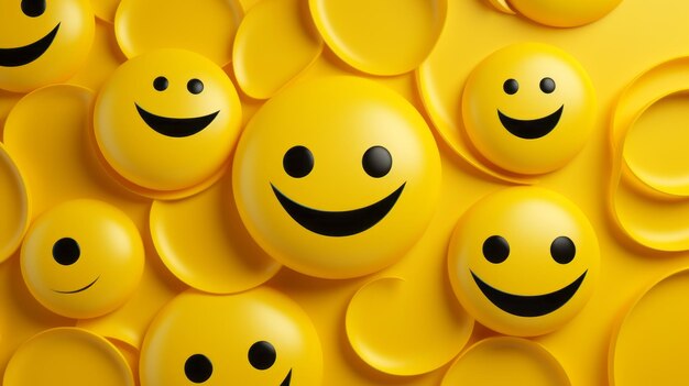 a group of yellow smiley faces on a yellow background