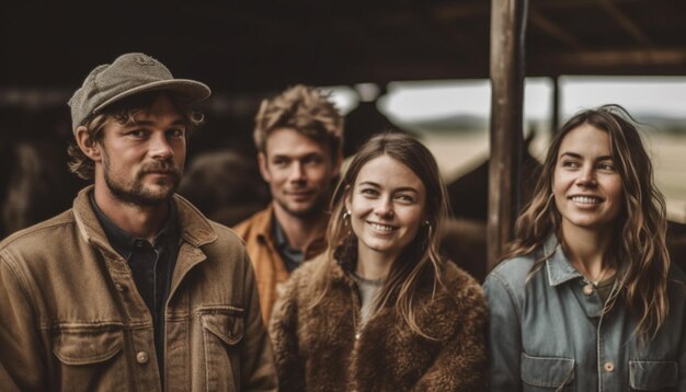 A group of young adults smiling outdoors generative AI