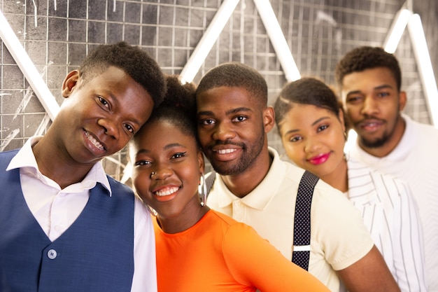 group of young african people indoors