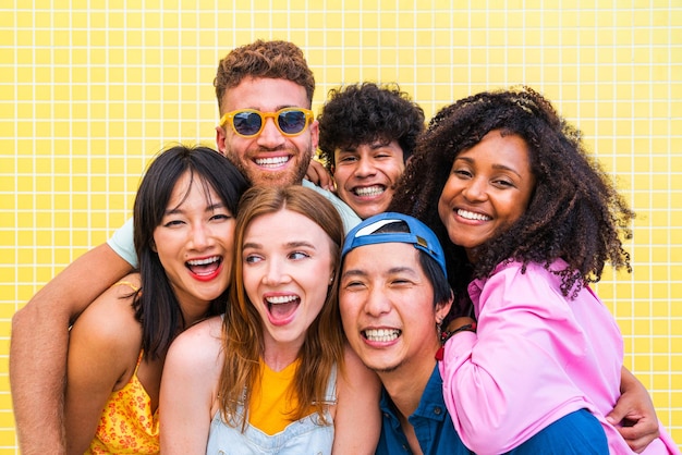 Group of young best friends bonding outdoors