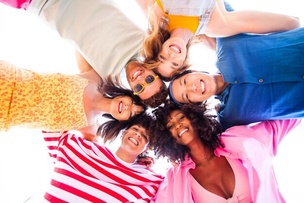 Group of young best friends bonding outdoors