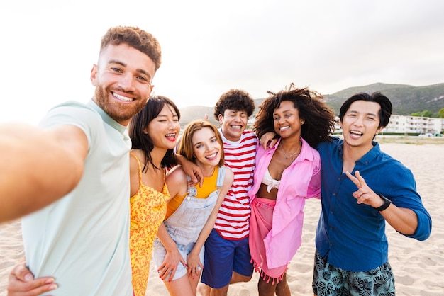 Group of young best friends bonding outdoors