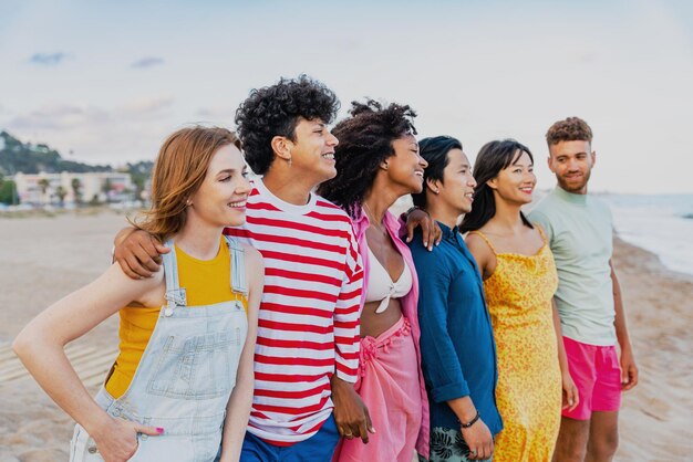 Group of young best friends bonding outdoors