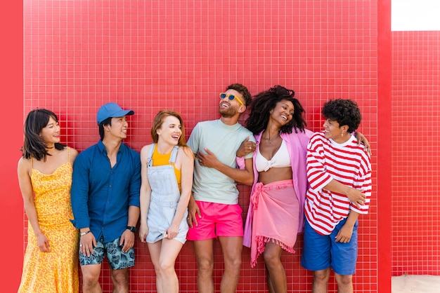 Group of young best friends bonding outdoors