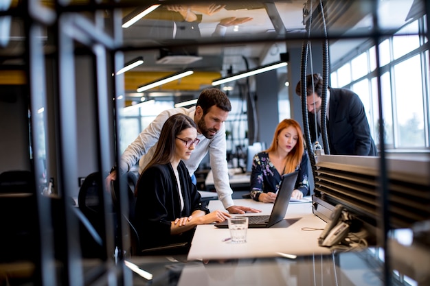 Group of young business people in the modern office