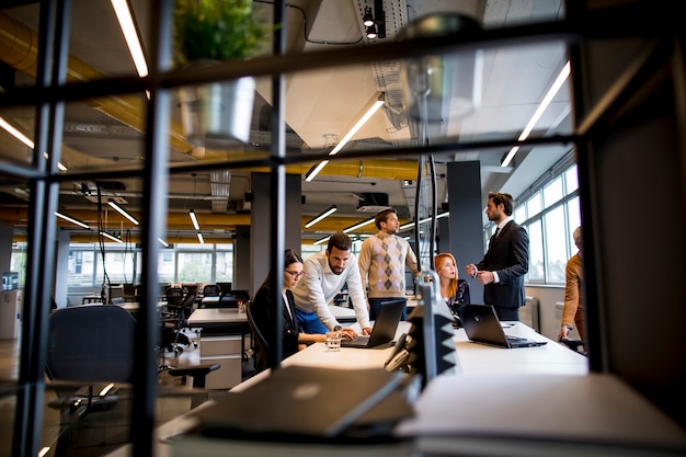 Group of young business people in the modern office