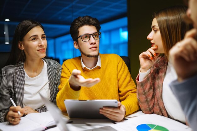 Group of young businesspeople working together in creative office Planning analysis collaborate