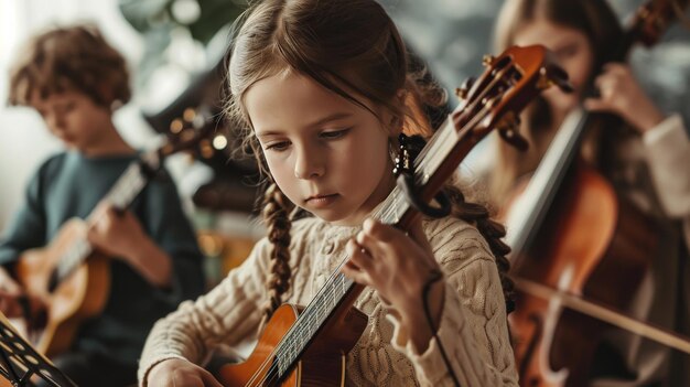 楽器を演奏する幼児グループ 児童の日