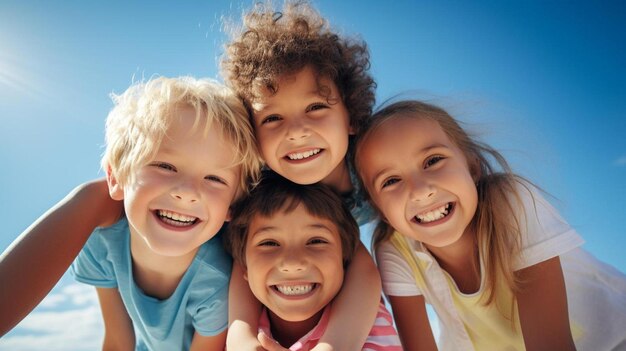 Foto un gruppo di bambini piccoli in piedi uno accanto all'altro