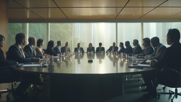 Group of young executives holding a work meeting in a conference room