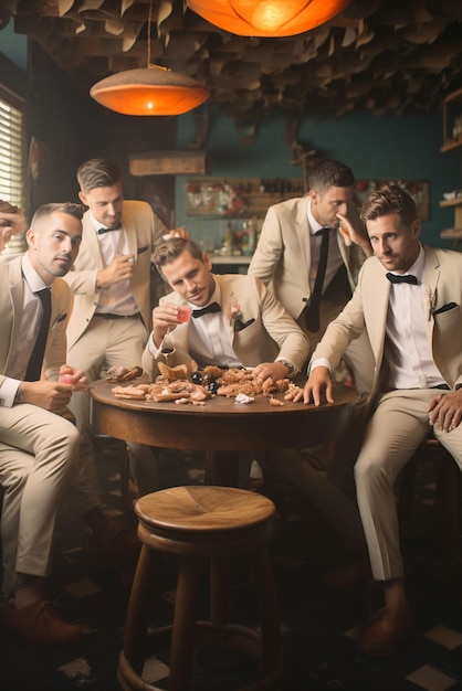 Group of young men celebrating at a party Bachelor party
