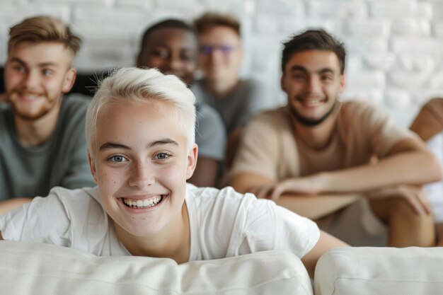 Group of Young Men Sitting Together