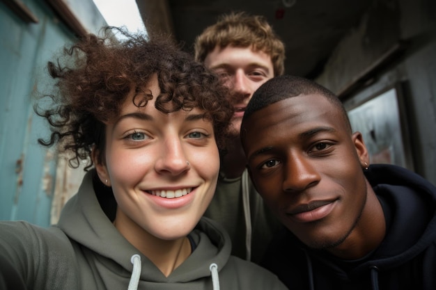 Photo group of young men standing together