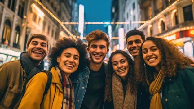 Group of young multicultural friends