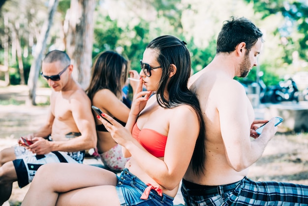 group of young multiethnic friends beach summer