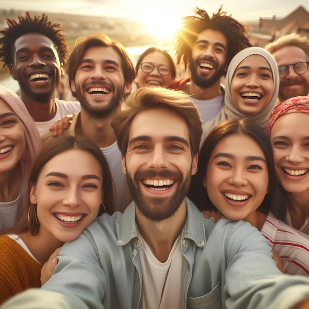 A group of young and peaceful people