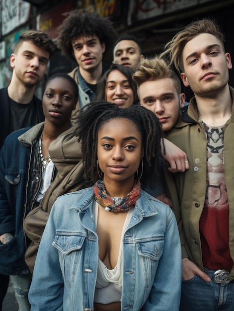 a group of young people are posing for a photo together.