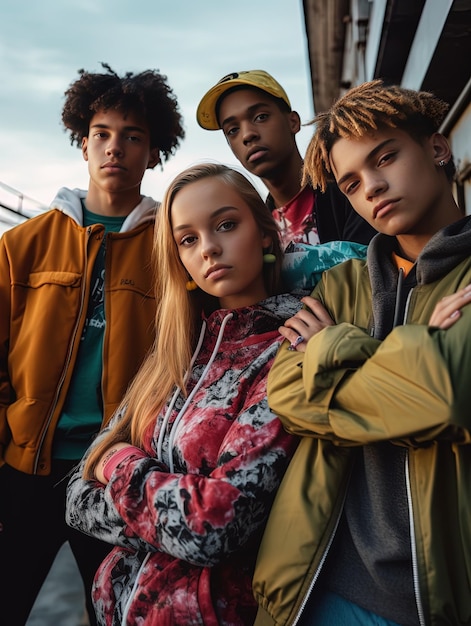 Photo a group of young people on a boat with their arms crossed.